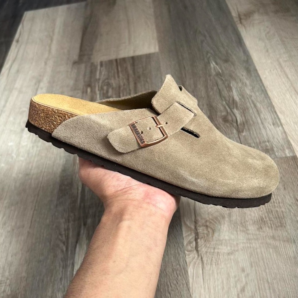 Birkenstock Boston Soft Bed Clogs, Taupe Suede, Size 40, NWT